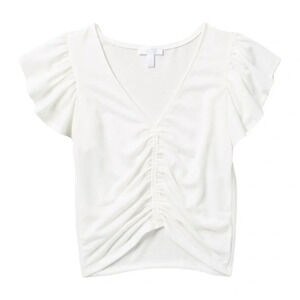 Abound V-Neck Flutter Sleeve Ruched Top​​​​​​​​​​